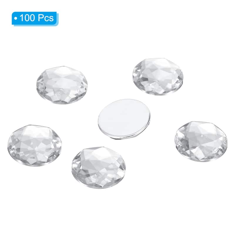 25mm Flat Back Round Acrylic Rhinestones, 100 Pack Plastic Circle Gems