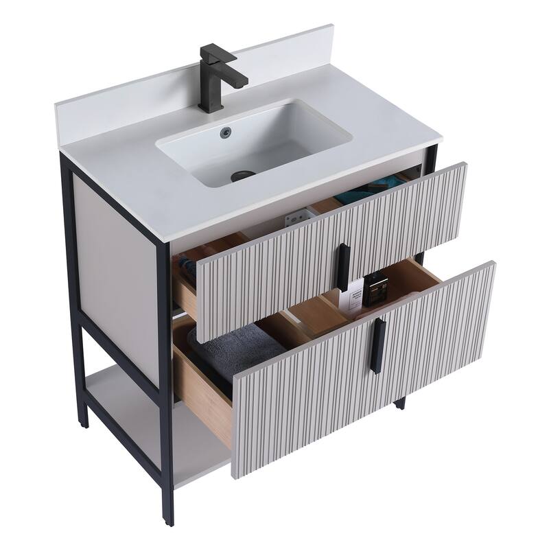 Fine Fixtures Serenity Modern Bathroom Vanity with White Stone Top