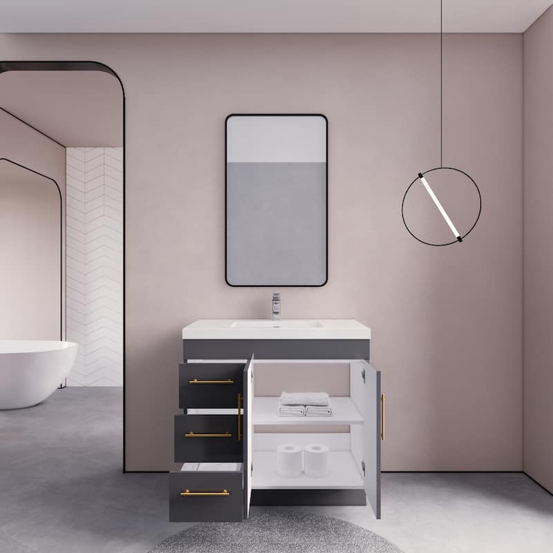 Eliza 36'' Freestanding Vanity(Left Drawers) with Single Sink