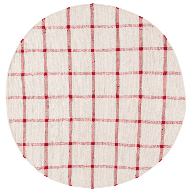 SAFAVIEH Handmade Montauk Espedita Cotton Rug - 6' Round - Ivory/Red