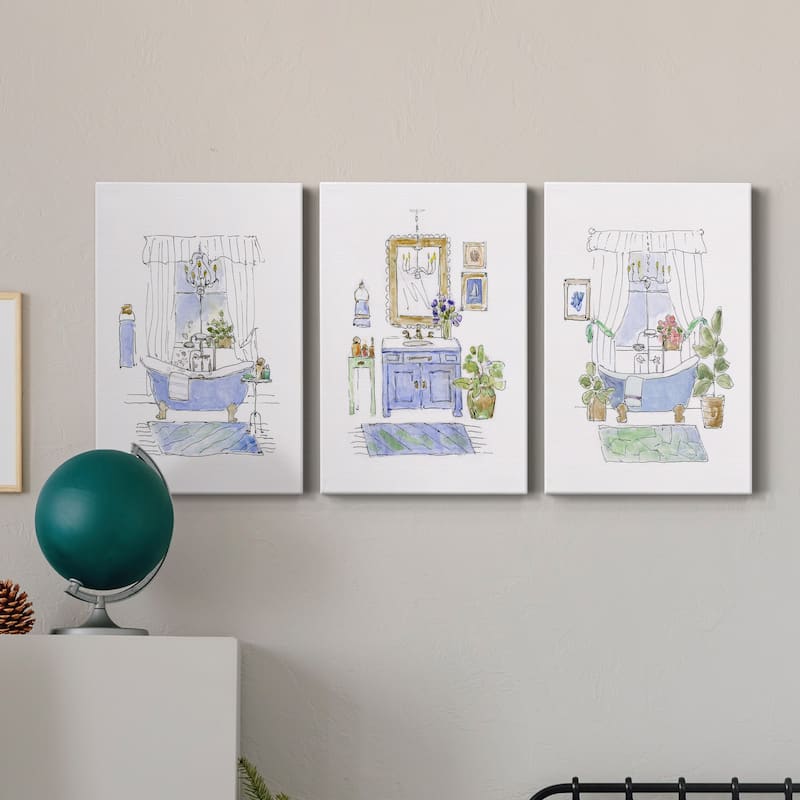 Sketchy Bath I- Premium Gallery Wrapped Canvas - Ready to Hang