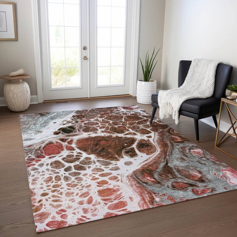 Machine Washable Indoor/ Outdoor Chantille Contemporary Rug - Paprika - 8' x 10'