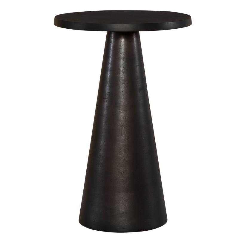 20 Inch Round Accent Table, Tapered Round Pedestal, Dark Bronze Aluminum