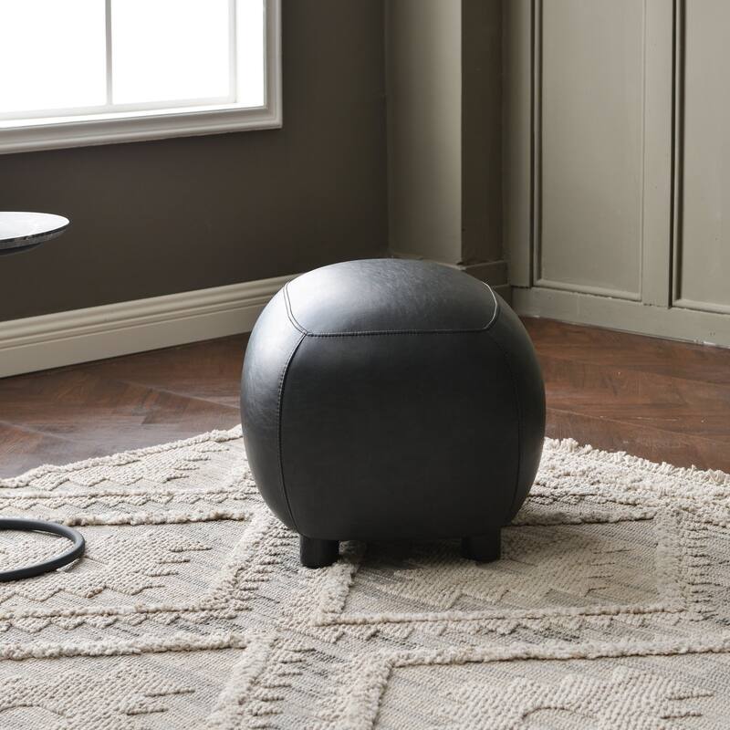 KINWELL 23" Wide Faux Leather Upholstered Ottoman Footrest, PU Entryway Footstool