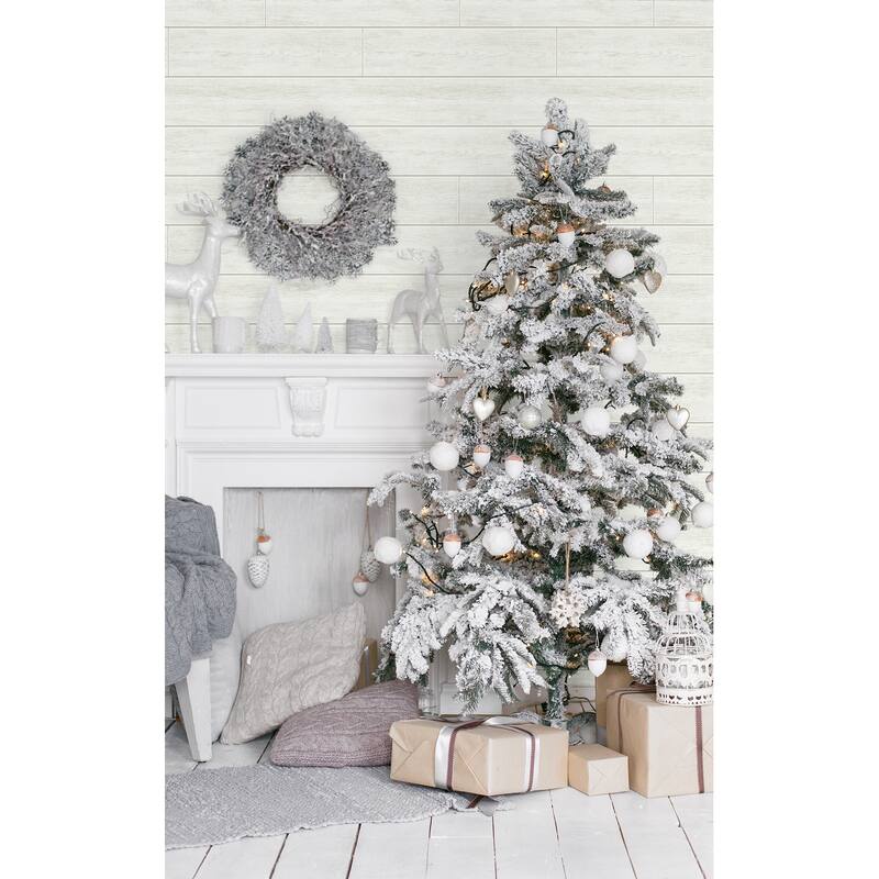 NextWall Farmhouse Shiplap Christmas Peel and Stick Wallpaper - 20.5 in. W x 18 ft. L