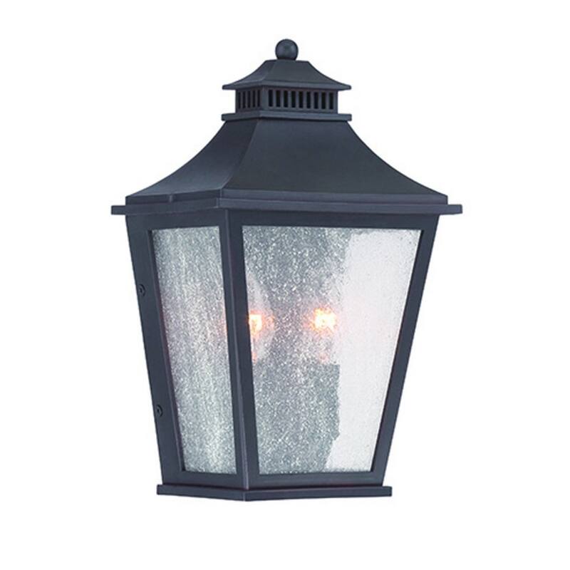 Glass LED Wall Two Light Flush Wall Mount with Steel Accents - 5.5” x 7.5” x 12” (D x W x H) - Black