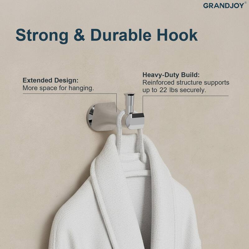GRANDJOY 4-Piece Stainless Steel Bathroom Hardware Set with Wall Mount Double Towel Bar