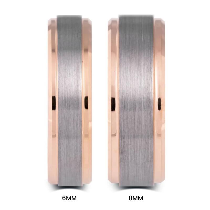 Manly Bands THE GENTLEMAN Tungsten Rose Gold Plated 8mm Satin Band