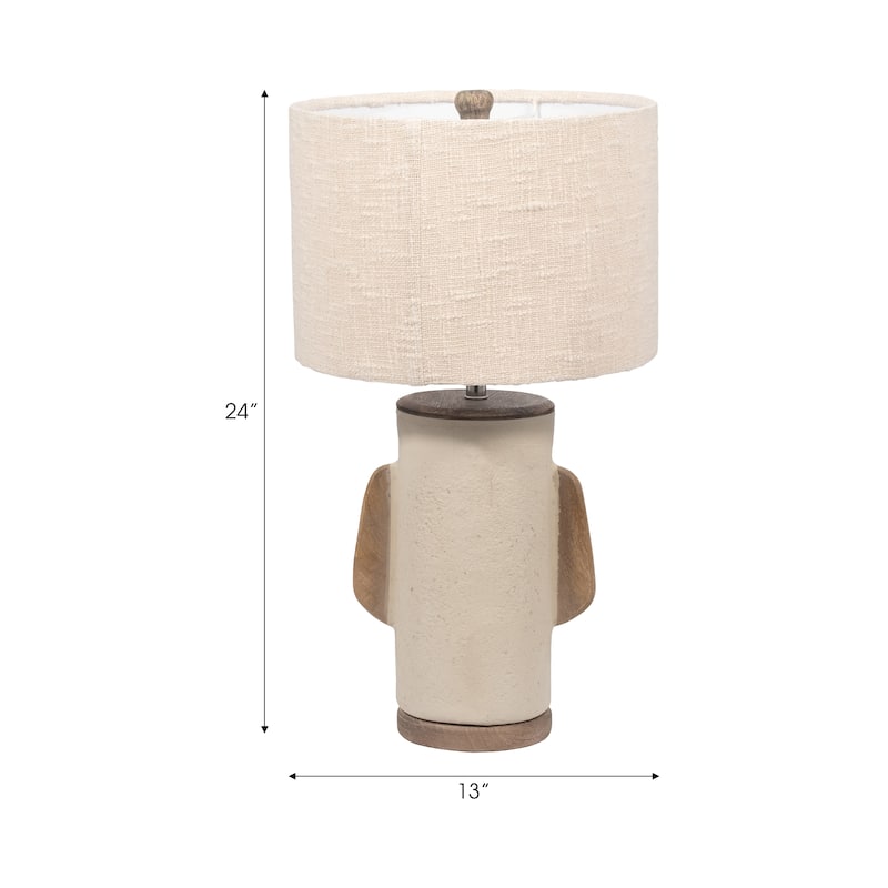 Sagebrook Home Neutral Textured 24" Unique Table Lamp, Ivory, Cylinder - 13" x 13" x 24"