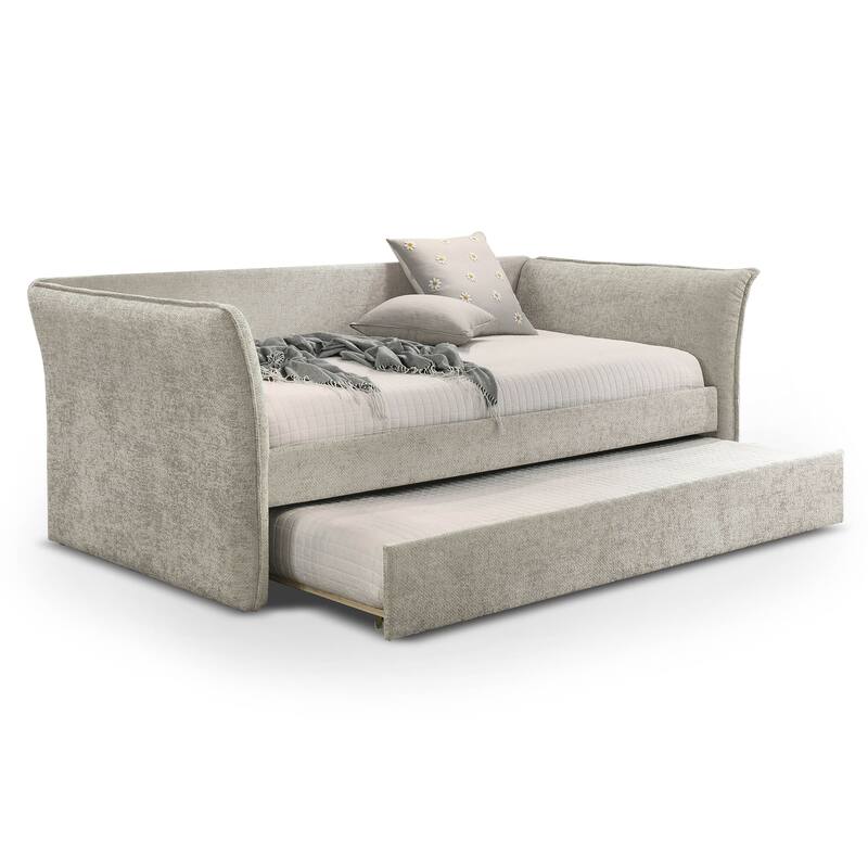 Furniture of America Gestin Modern Twin Upholstered Daybed with Trundle