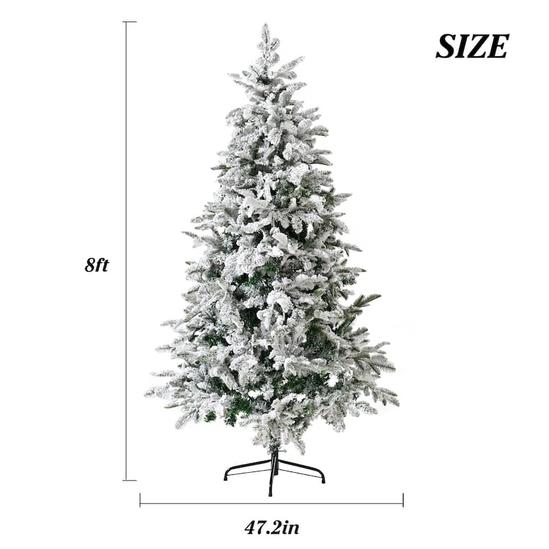 Snow Flocked 8FT PE PVC Mixed Christmas Tree Hinged Xmas Tree
