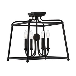 Libby Langdon for Crystorama Sylvan 4 Light Black Forged Ceiling Mount - 16''W x 15.5''H