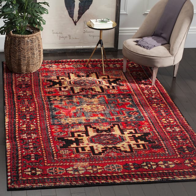 SAFAVIEH Vintage Hamadan Gody Oriental Distressed Rug - 12' x 18' - Red/Multi