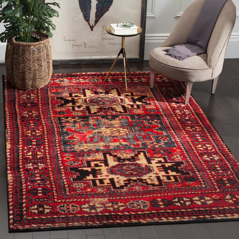 SAFAVIEH Vintage Hamadan Gody Oriental Distressed Rug - 12' x 18' - Red/Multi