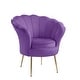 preview thumbnail 12 of 16, Angelina Velvet Scalloped Back Barrel Accent Chair w/ Metal Legs