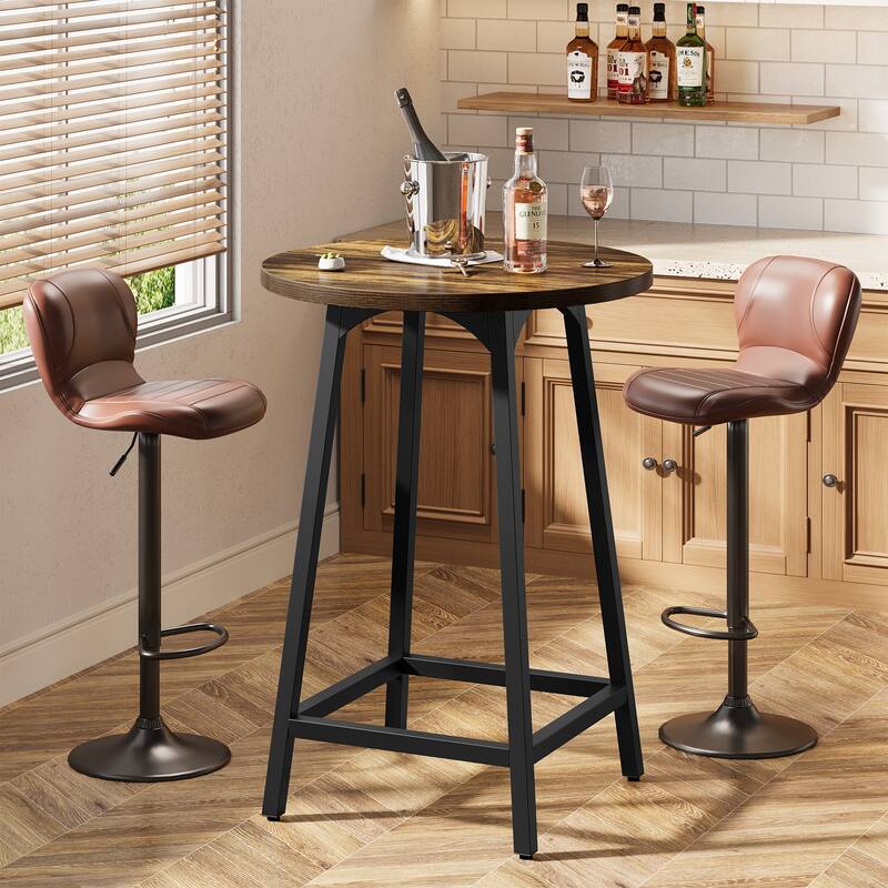 35.4'' High Top Bar Table, Small Round Cocktail Counter Height Table