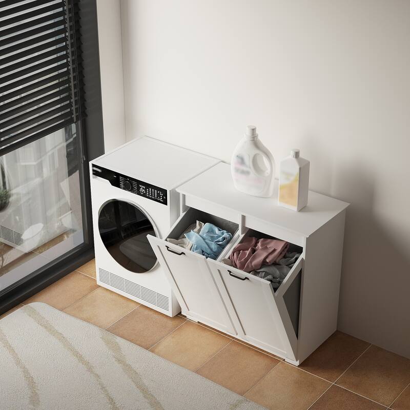 Cabinet for Laundry with 2 Detachable Liner Bags. - 15.75in. W X31.50in.DX30.31in. H