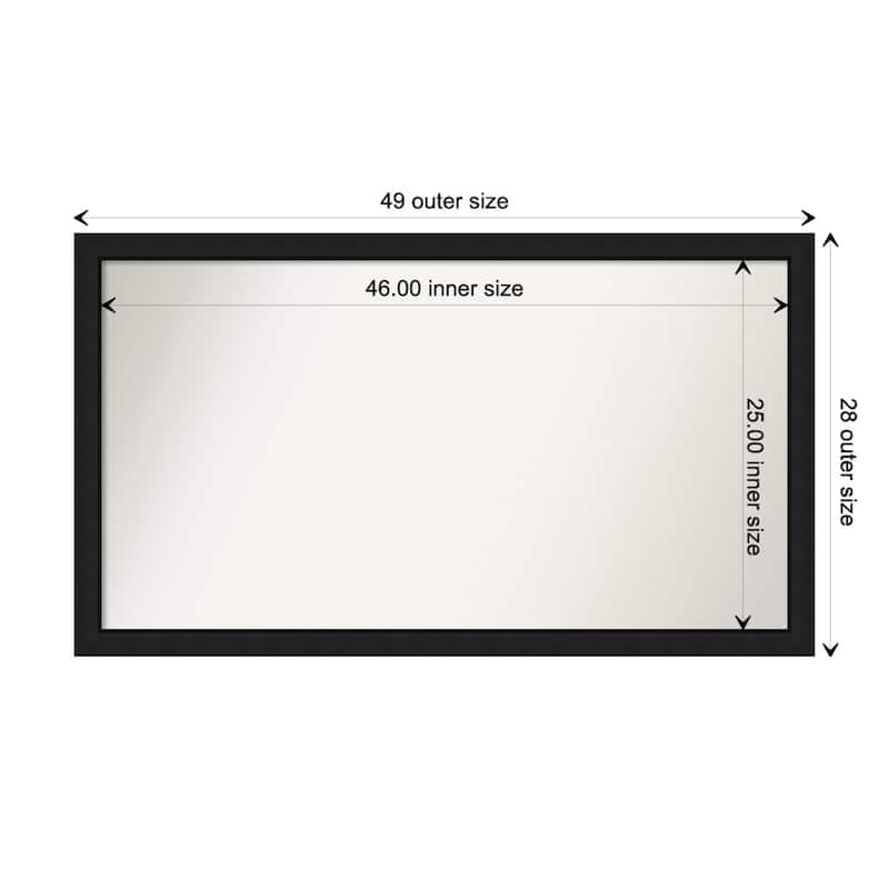 Midnight Black Narrow Framed Non-Beveled Custom Wall Mirror, Bathroom Vanity Mirror - Outer Size: 49.25 x 28.25