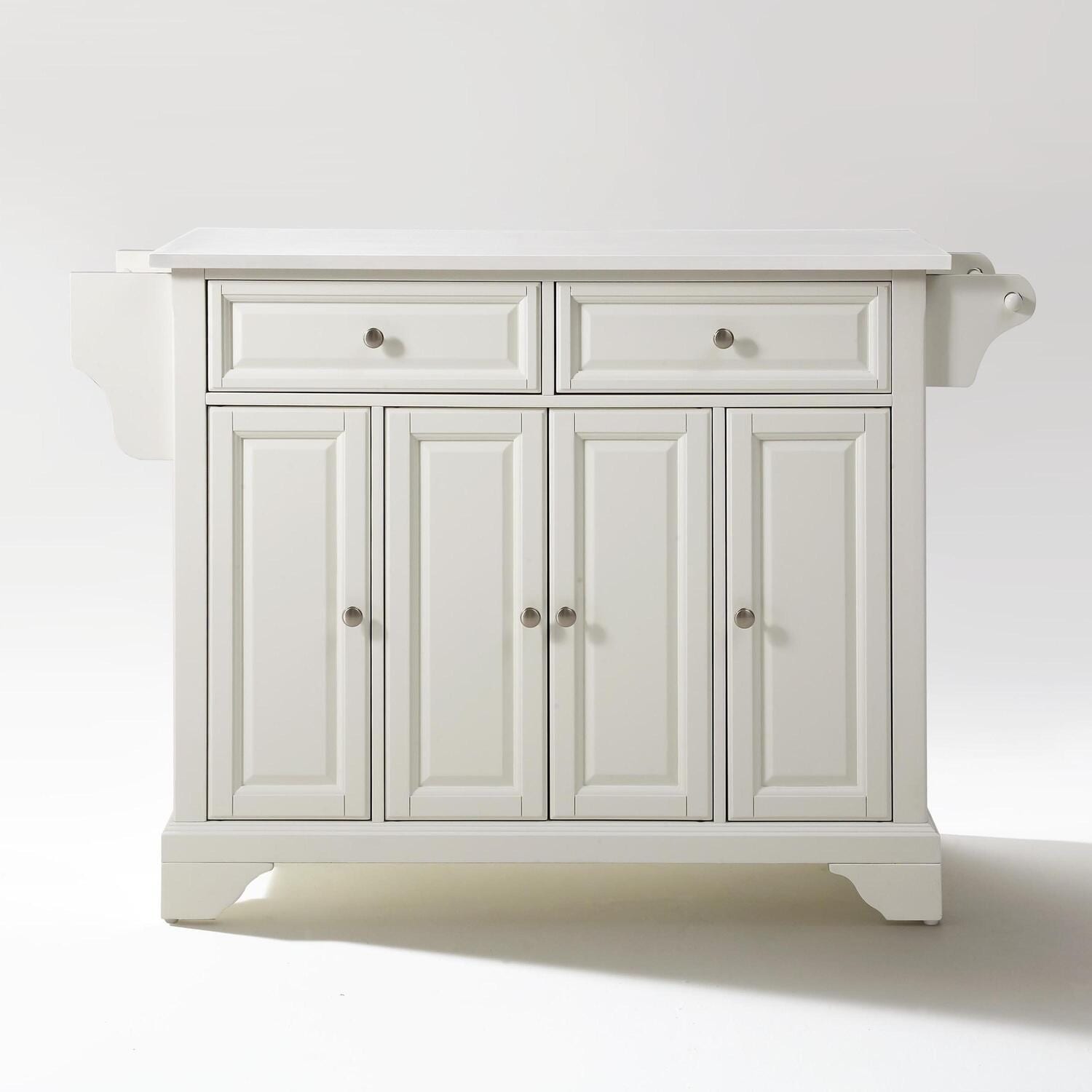 Kitchen Island Granite Top Full Size - Portable Kitchen Cart with Storage & Drawers - Modern Kitchen Furniture - White