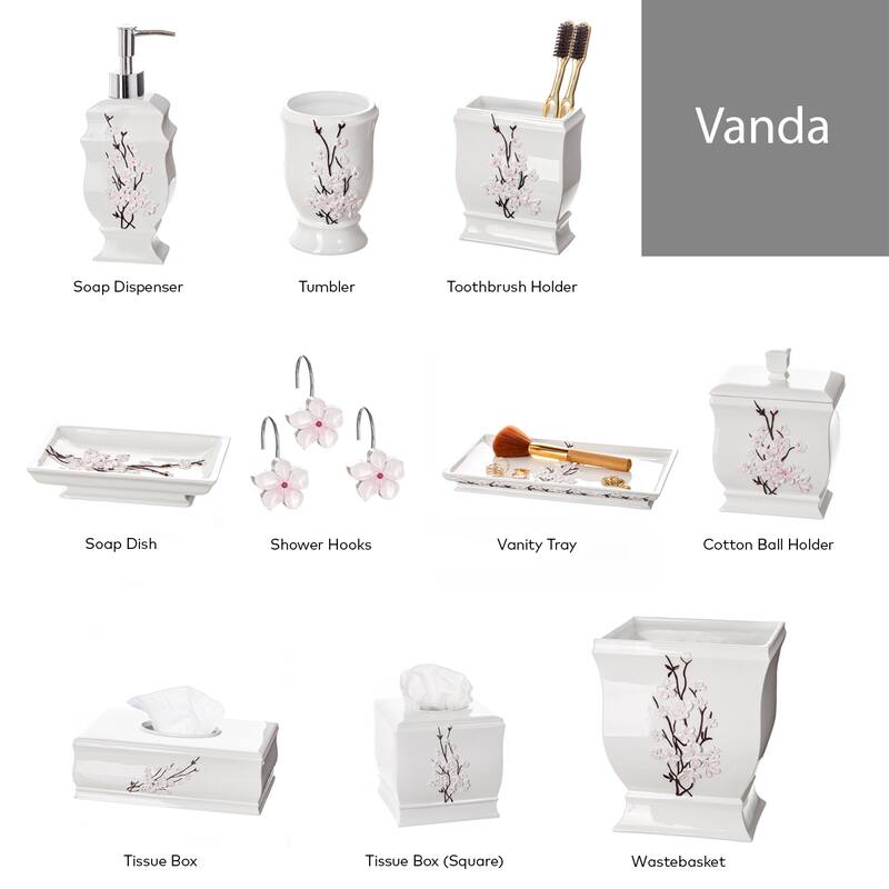 Creative Scents Vanda White Decorative Elegant Designed Wastebasket