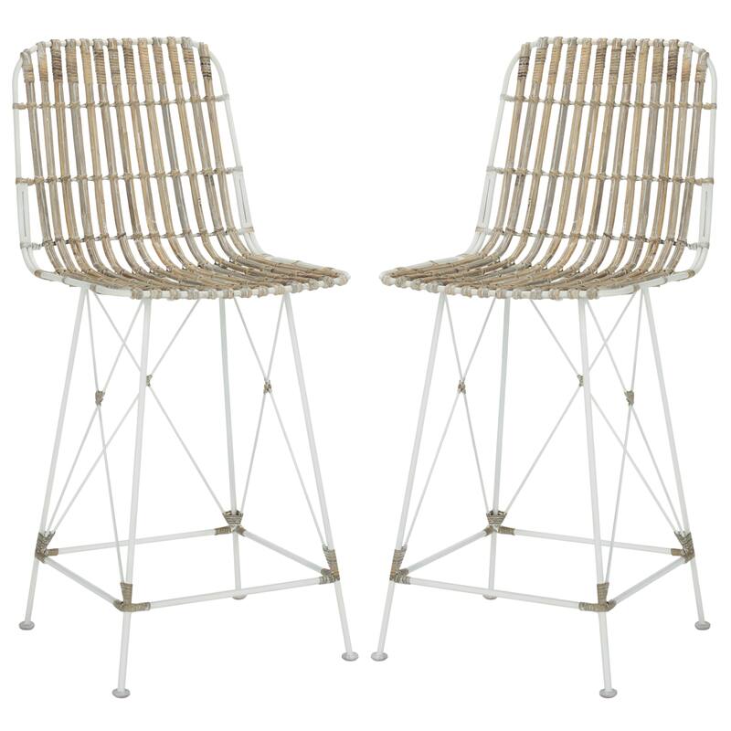 SAFAVIEH Shinako 37.5-inch Wicker Croco Brown Counter Stool (Set of 2) - 18.1" x 20.9" x 37.4" - 18Wx21Dx37H