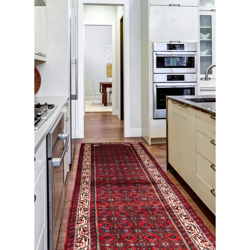 ECARPETGALLERY Hand-knotted Andelz Red Wool Rug - 2' 6" x 9' 3"