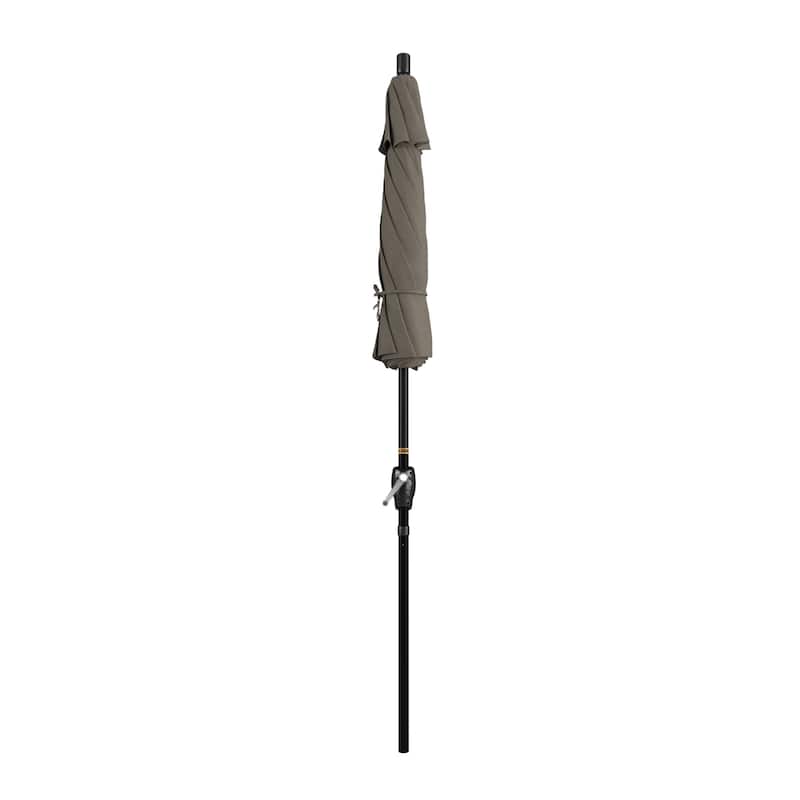 California Umbrella 75' Round Crank Lift Push Button Tilt Black Aluminum Patio Umbrella Sunbrella