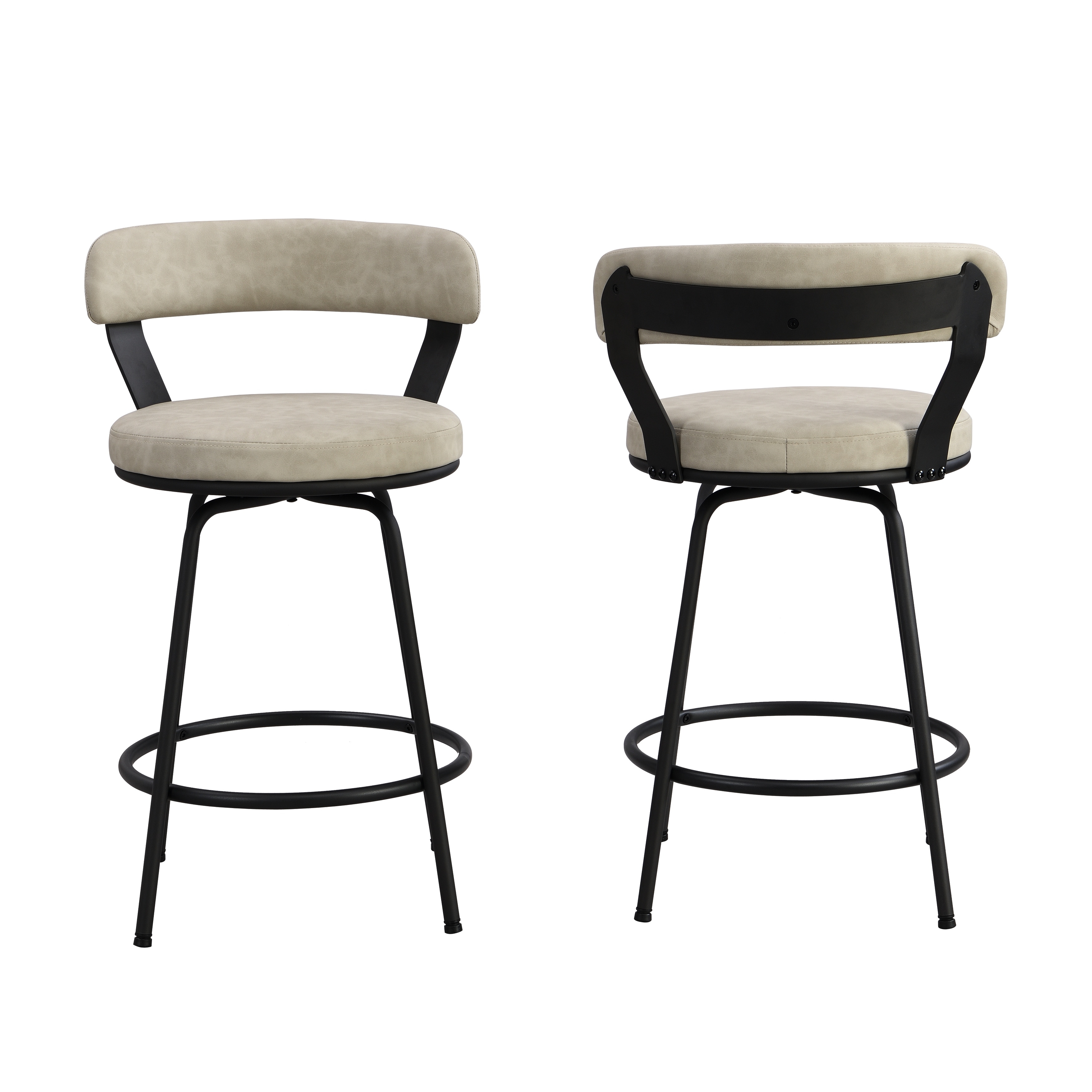 Hausfame Metal Counter Height Industrial Swivel Bar Stools On