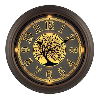 La Crosse Clock 18 In. Outdoor Bronze Lighted Dial Wall Clock