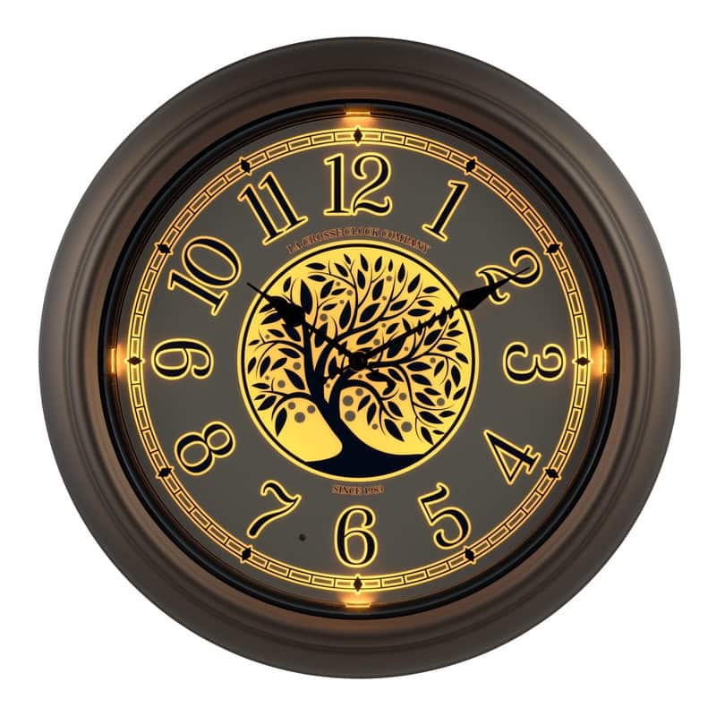 La Crosse Clock 18 In. Outdoor Bronze Lighted Dial Wall Clock