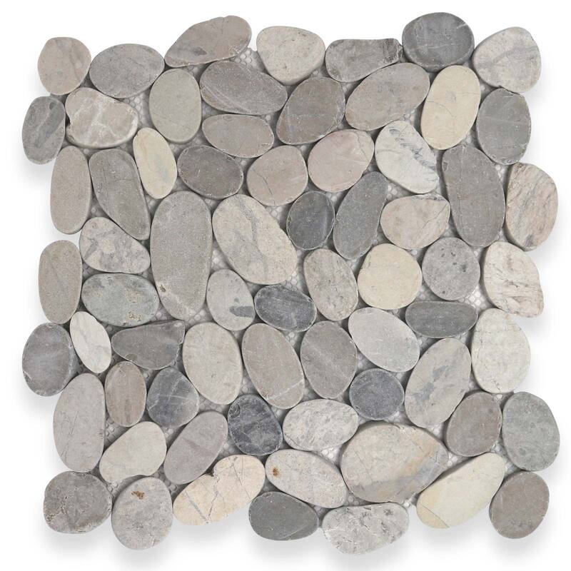 Cruz Bay Studio XS3P Sliced Pebble - 11" x 11" Pebble and Rock Floor - Grey Natural