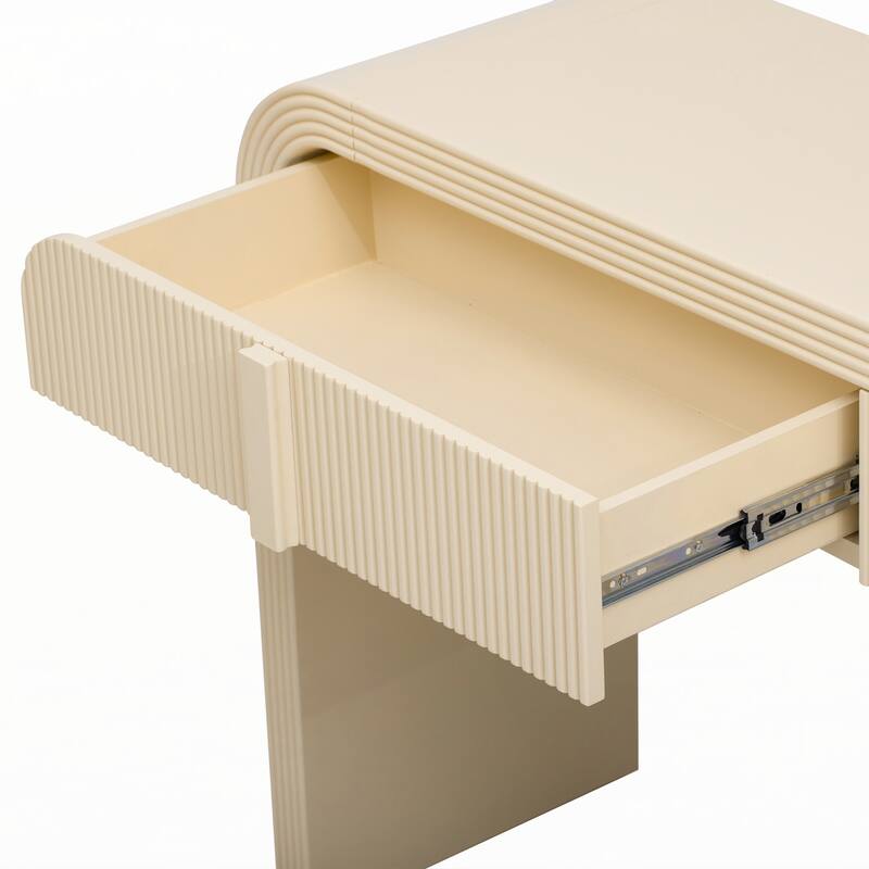 Modern Console Table with 2 Storage Drawers(Apricot Cream)