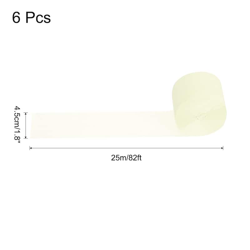 Crepe Paper Streamers 6 Rolls for Decoration - Beige - 1.8 in x 82 Ft/Roll