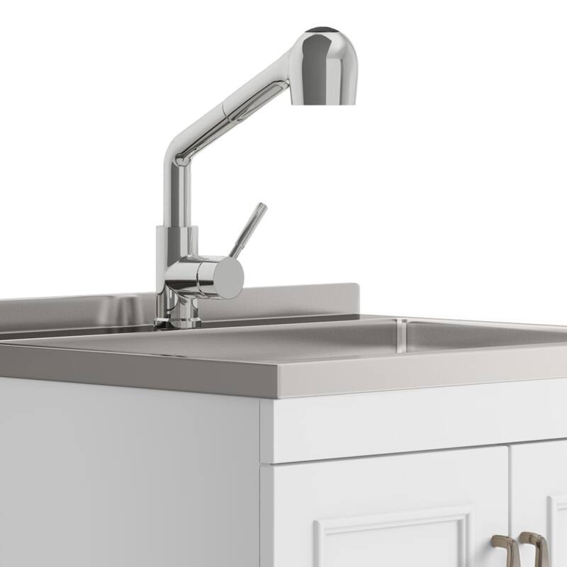 Martino Transitional Laundry Cabinet with Faucet and Stainless Steel Sink
