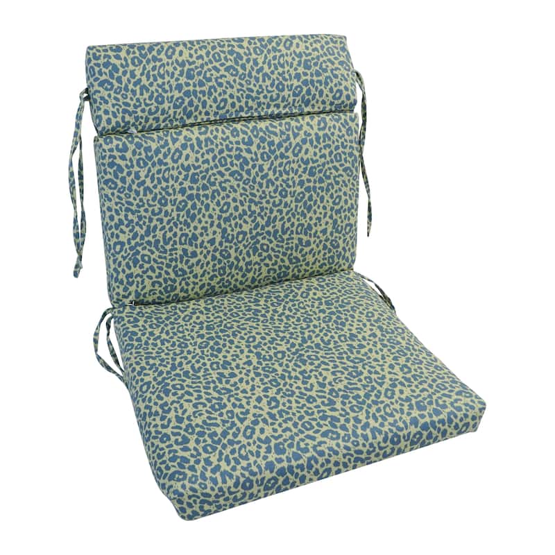 18-inch by 38-inch Three-section Outdoor Seat/Back Chair Cushion - Little Green Leopard