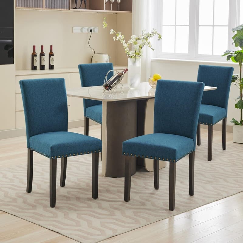 Dining Chairs Set of 2 Upholstered Fabric Kitchen Chairs with Nailhead Trim（Option）