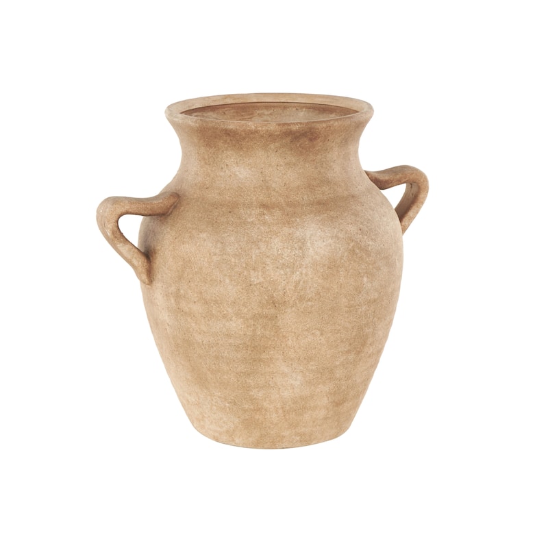 Ceramic Antique Style Textured Vase with Handles - Copper or White - Roche River Decor