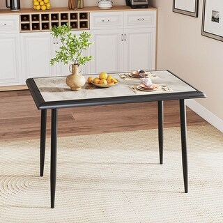 44" Dining Table Rectangular Kitchen Table w/ Sintered Stone Tabletop ...
