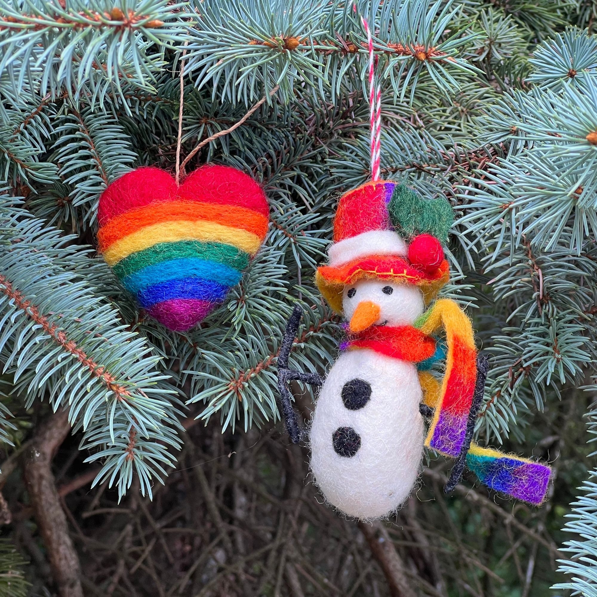  Handmade Felt Hearts, Christmas Tree Ornaments