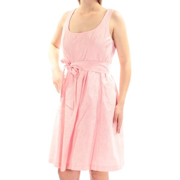 Shop Nine West 79 Womens New 1499 Pink Belted Sleeveless A Line