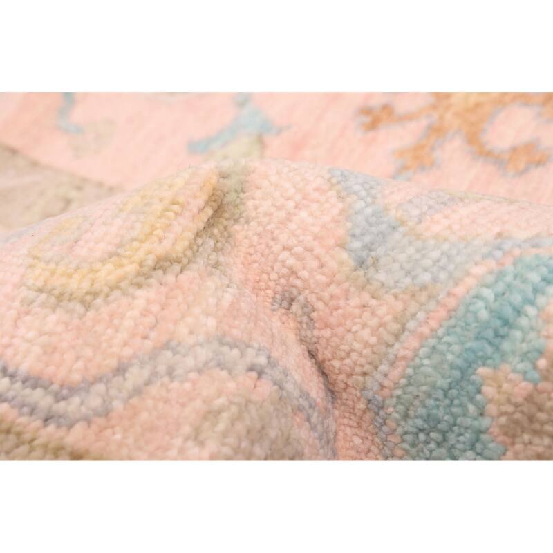 ECARPETGALLERY Hand-knotted Modern Oushak Pink Wool Rug - 9'2 x 11'11
