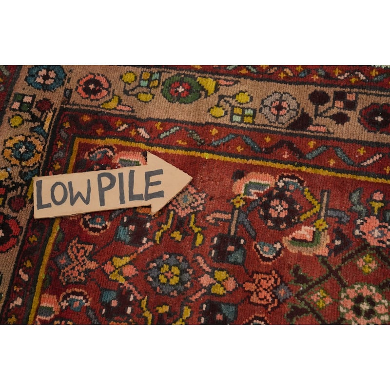 Hand Knotted Oriental 100% Wool Carpet Traditional Geometric Oranges & Rust Hamedan Runner Rug - 9' 8'' X 3' 10''