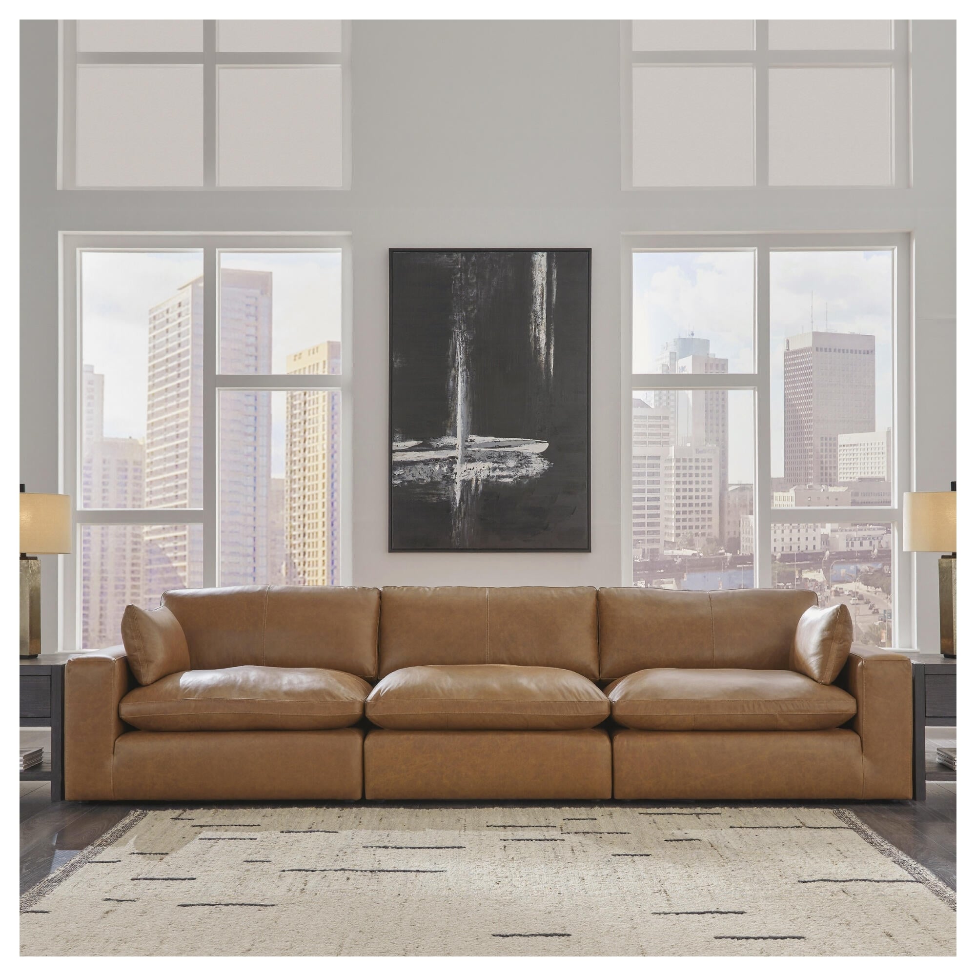 Signature Design by Ashley Emilia Leather Match 3-piece Sectional Sofa - 143"W x 43"D x 36"H