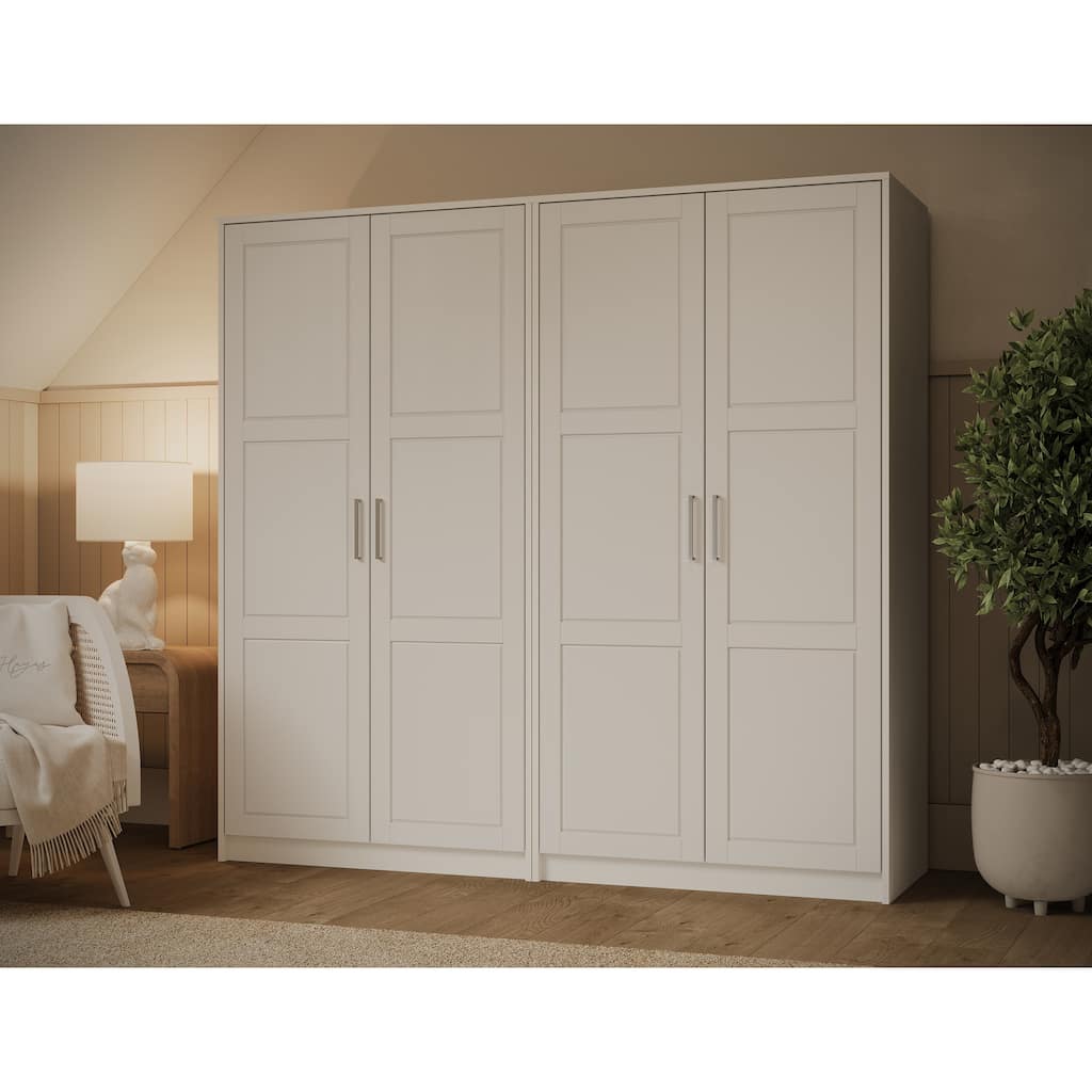 Palace Imports 100% Solid Wood 4-Door Urban Wardrobe Armoire with Solid Doors