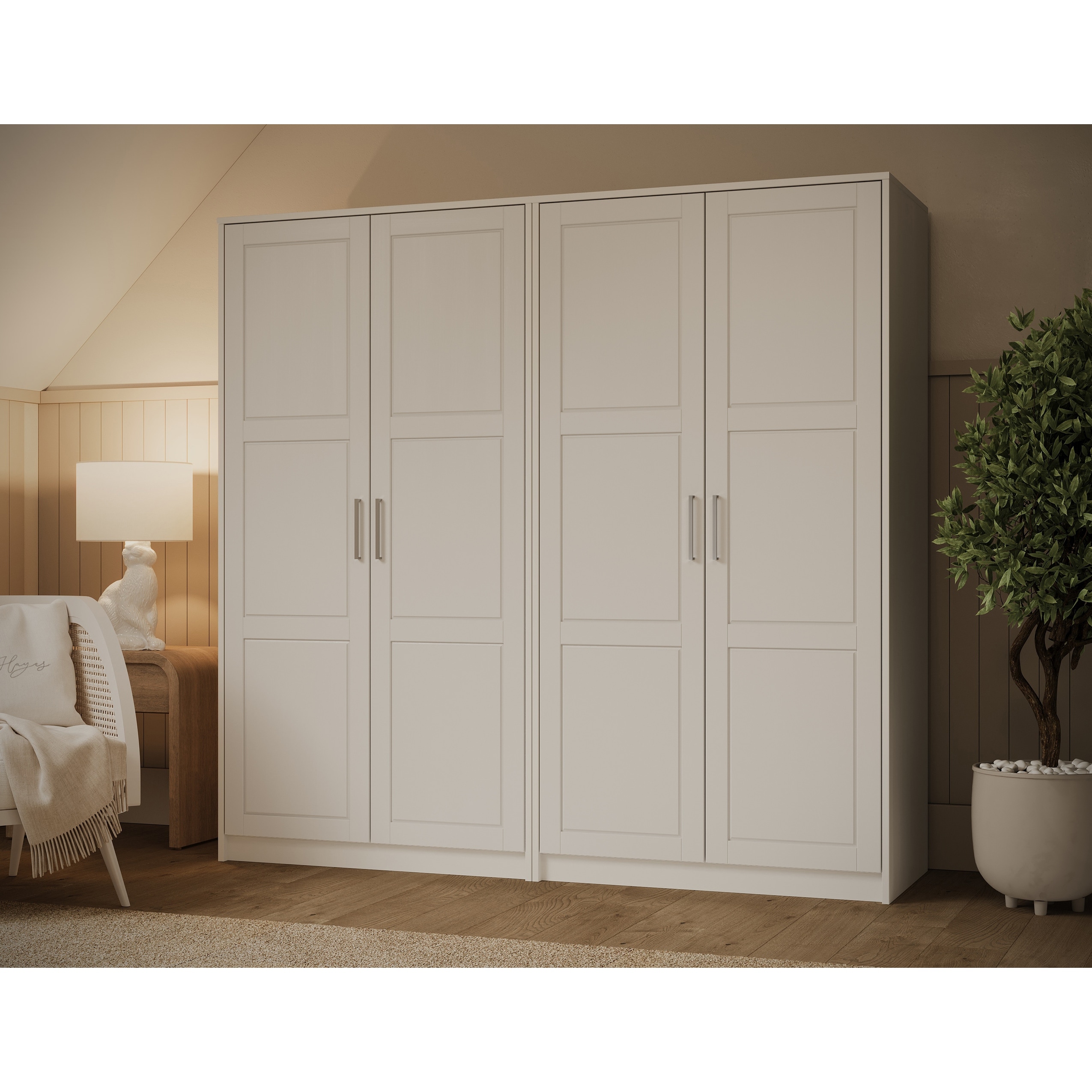 Palace Imports Urban 100% Solid Wood Modular 4-Door Wardrobe Armoire