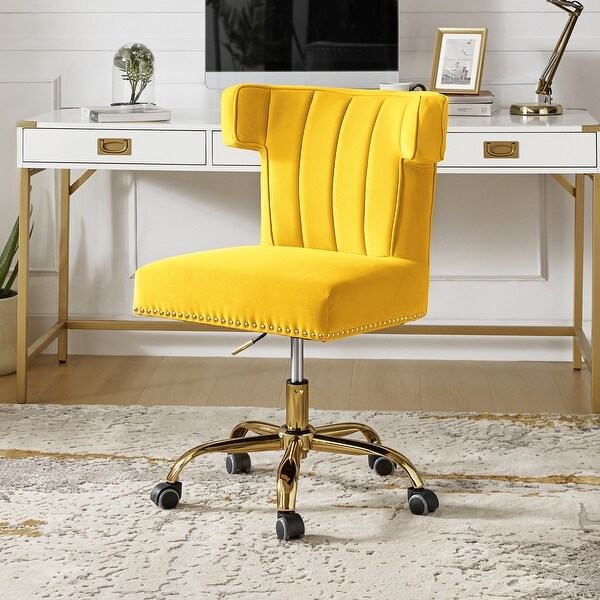Nadine Mid Back Height Adjustable Task Chair With Gold Base by HULALA HOME On Sale Bed Bath Beyond 31266526