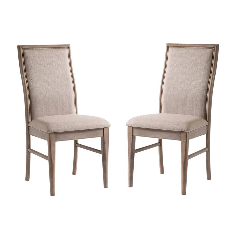Set of Upholstered Dining Chairs with Curved Back in Natural Ash - Dining Height - Natural Ash - Set of 2