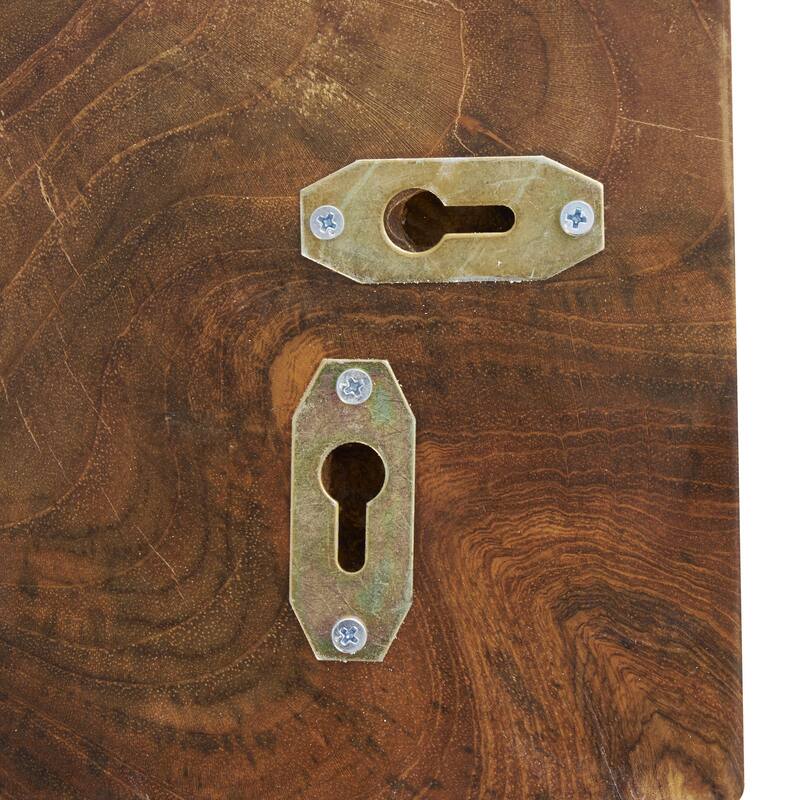 Teak Wood Abstract Handmade Live Edge Wood Slab Wall Decor - Set of 6 Brown - Roche River Decor