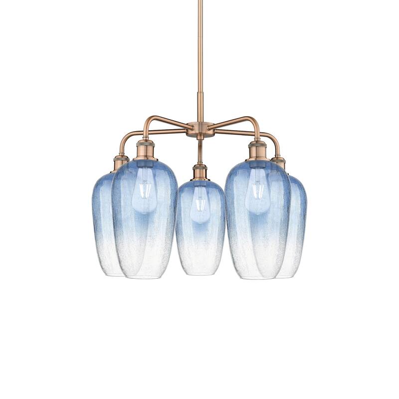 Innovations Lighting 516-5CR-21-26 Brookhaven Flute Chandelier - Antique Copper / Sapphire Blue