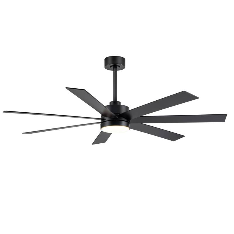 60" Modern Reversible 7-Blade LED Ceiling Fan with Remote and Light Kit